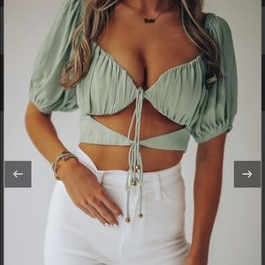NWT- Mojito Satin Crop Top